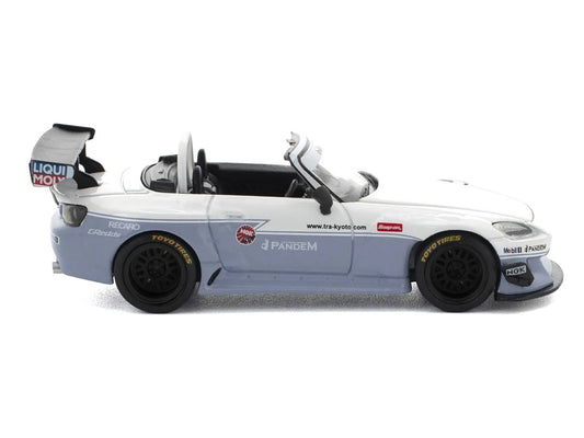 Honda Pandem S2000 RHD (Right Hand Drive) White and Blue Gray 1/64 Diecast Model Car by Pop Race by Pop Race