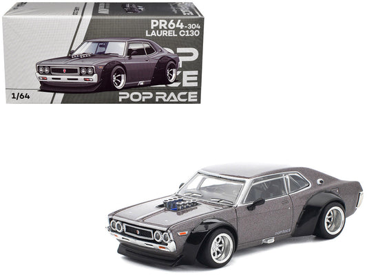 Datsun Laurel C130 RHD (Right Hand Drive) Gray Metallic 1/64 Diecast Model Car by Pop Race by Pop Race