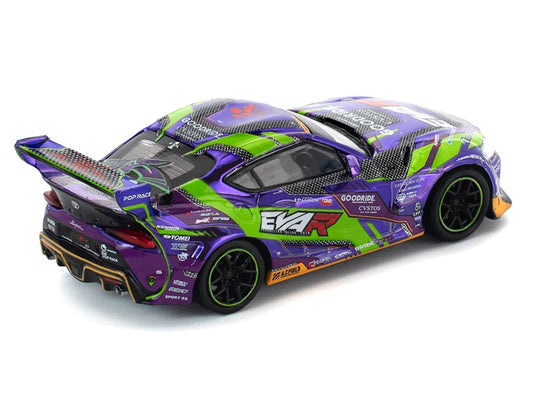 Toyota Pandem GR Supra RHD (Right Hand Drive) "EVA RT Test Type-01 GoodRide" Purple Metallic with Graphics 1/64 Diecast Model Car by Pop Race by Pop Race
