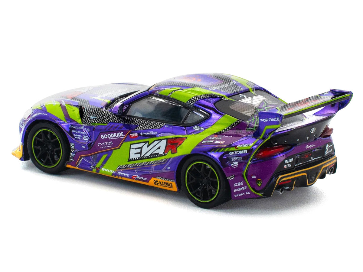 Toyota Pandem GR Supra RHD (Right Hand Drive) "EVA RT Test Type-01 GoodRide" Purple Metallic with Graphics 1/64 Diecast Model Car by Pop Race by Pop Race