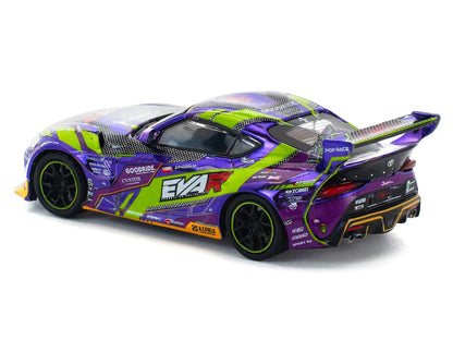Toyota Pandem GR Supra RHD (Right Hand Drive) "EVA RT Test Type-01 GoodRide" Purple Metallic with Graphics 1/64 Diecast Model Car by Pop Race by Pop Race