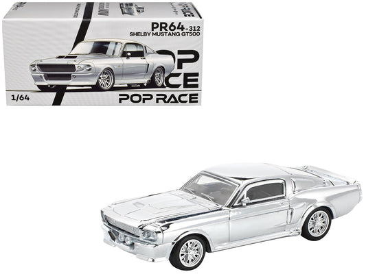 Shelby Mustang GT500 Silver Chrome 1/64 Diecast Model Car by Pop Race by Pop Race