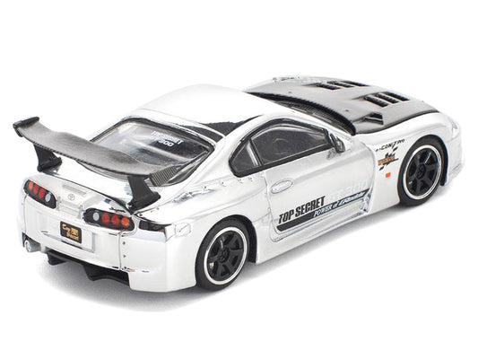 Toyota Supra "Top Secret" GT300 RHD (Right Hand Drive) Silver Chrome 1/64 Diecast Model Car by Pop Race by Pop Race