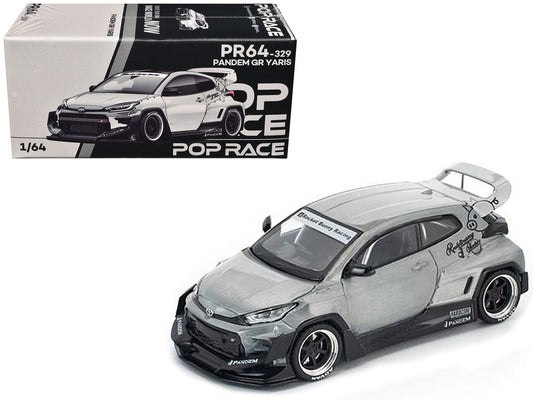 Toyota "Pandem" GR Yaris RHD (Right Hand Drive) Raw Metal 1/64 Diecast Model Car by Pop Race by Pop Race
