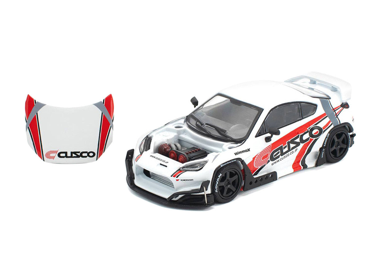 Toyota Pandem GR86 "Cusco" White with Racing Graphics 1/64 Diecast Model Car by Pop Race by Pop Race