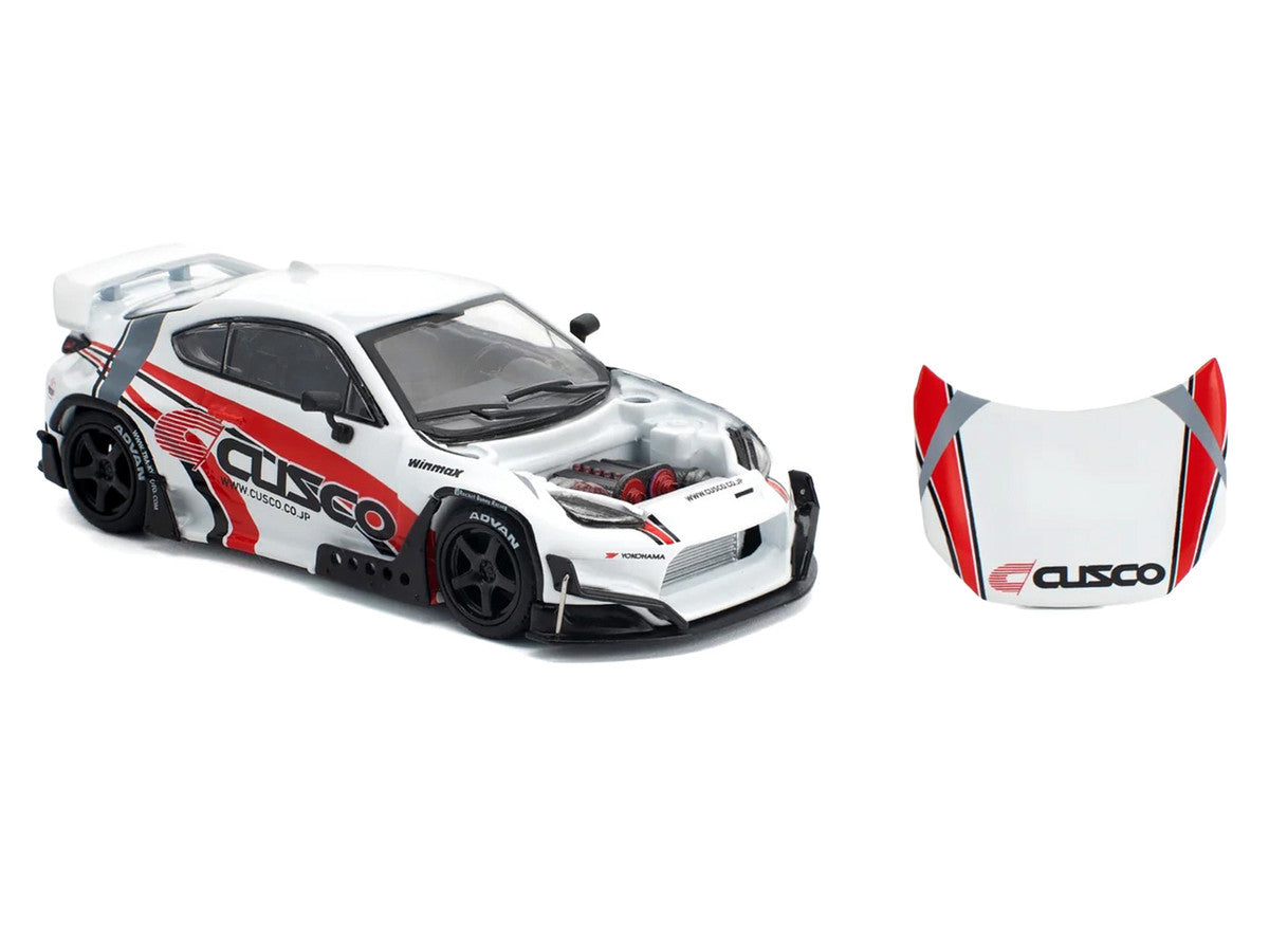 Toyota Pandem GR86 "Cusco" White with Racing Graphics 1/64 Diecast Model Car by Pop Race by Pop Race