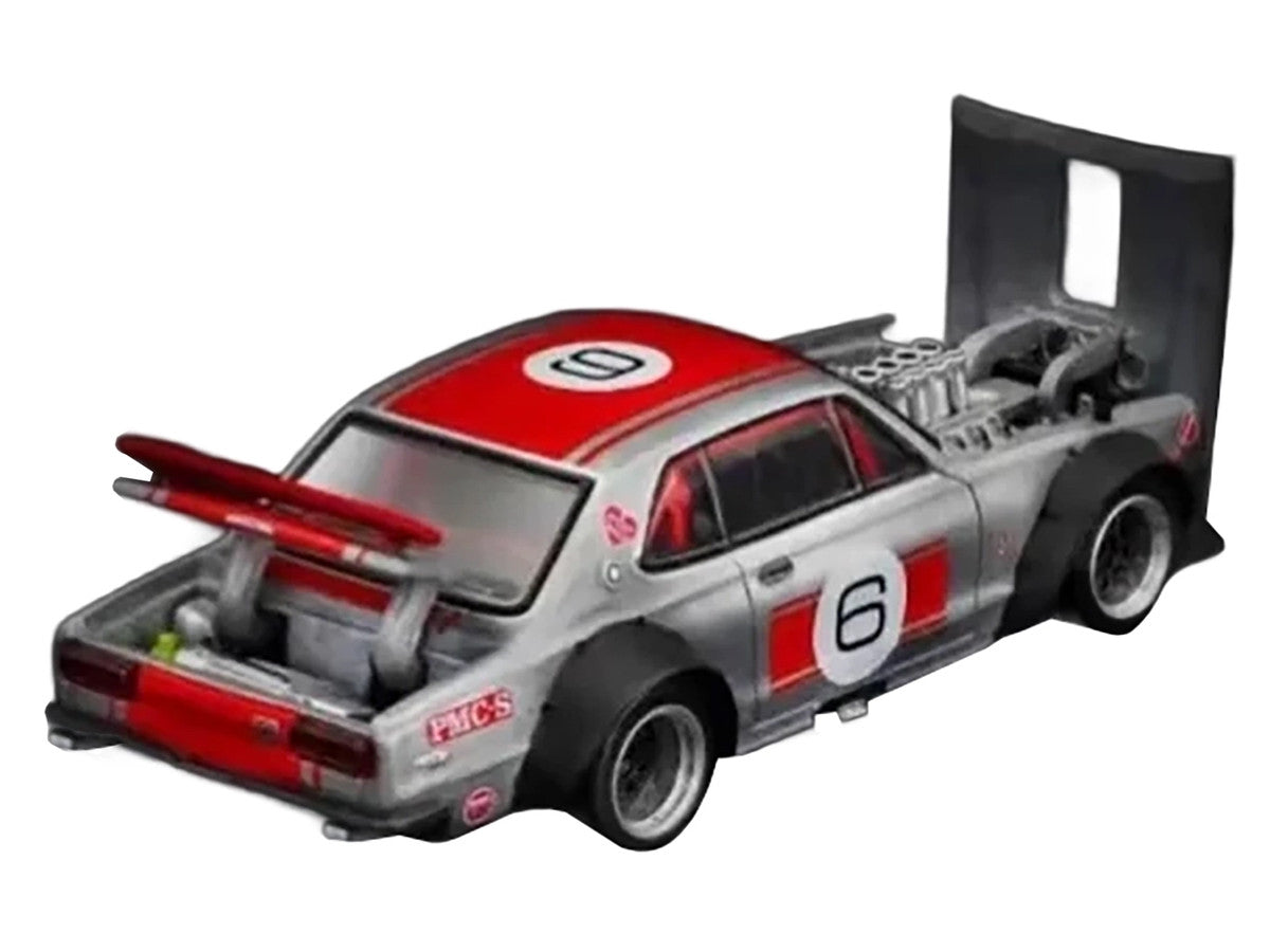 Skyline GT-R V8 Drift "Hakosuka" RHD (Right Hand Drive) #6 Silver Metallic with Red Stripes "APA XPO 2025 Exclusive" 1/64 Diecast Model Car by Pop Race by Pop Race