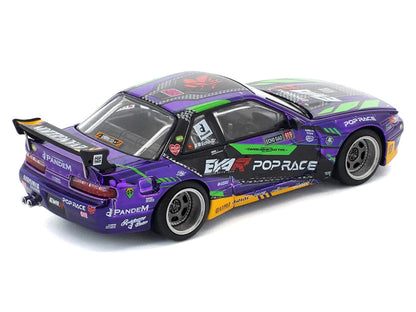 Pandem S13 RHD (Right Hand Drive) "EVA RT Test Type-01" Purple Metallic with Graphics 1/64 Diecast Model Car by Pop Race by Pop Race
