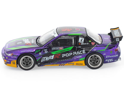 Pandem S13 RHD (Right Hand Drive) "EVA RT Test Type-01" Purple Metallic with Graphics 1/64 Diecast Model Car by Pop Race by Pop Race