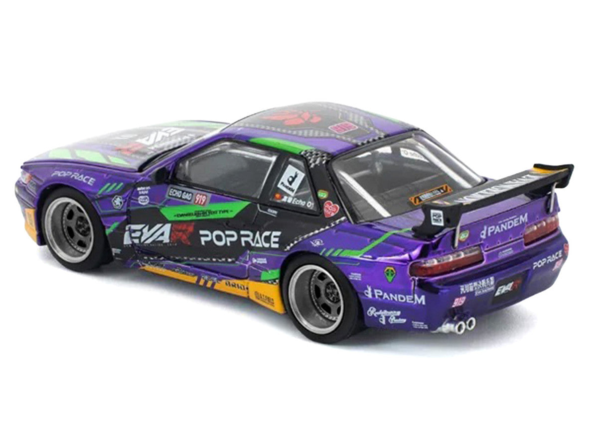 Pandem S13 RHD (Right Hand Drive) "EVA RT Test Type-01" Purple Metallic with Graphics 1/64 Diecast Model Car by Pop Race by Pop Race