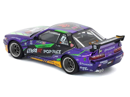 Pandem S13 RHD (Right Hand Drive) "EVA RT Test Type-01" Purple Metallic with Graphics 1/64 Diecast Model Car by Pop Race by Pop Race