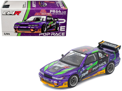 Pandem S13 RHD (Right Hand Drive) "EVA RT Test Type-01" Purple Metallic with Graphics 1/64 Diecast Model Car by Pop Race by Pop Race