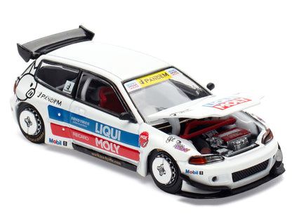 Pandem Civic EG6 RHD (Right Hand Drive) White with Stripes and Graphics "VDX - Tokyo Auto Salon Hong Kong 2025" Special Edition 1/64 Diecast Model Car by Pop Race by Pop Race