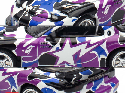 Mazda RX-7 (FD3S) RHD (Right Hand Drive) "BAPE (A Bathing Ape)" Purple Camouflage 1/64 Diecast Model Car by Pop Race by Pop Race