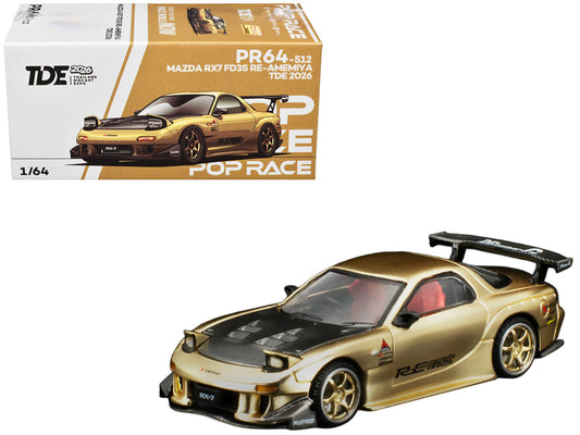 Mazda RX7 (FD3S) RE Amemiya RHD (Right Hand Drive) Gold Metallic with Carbon Hood "Thailand Diecast Expo 2026" 1/64 Diecast Model Car by Pop Race by Pop Race
