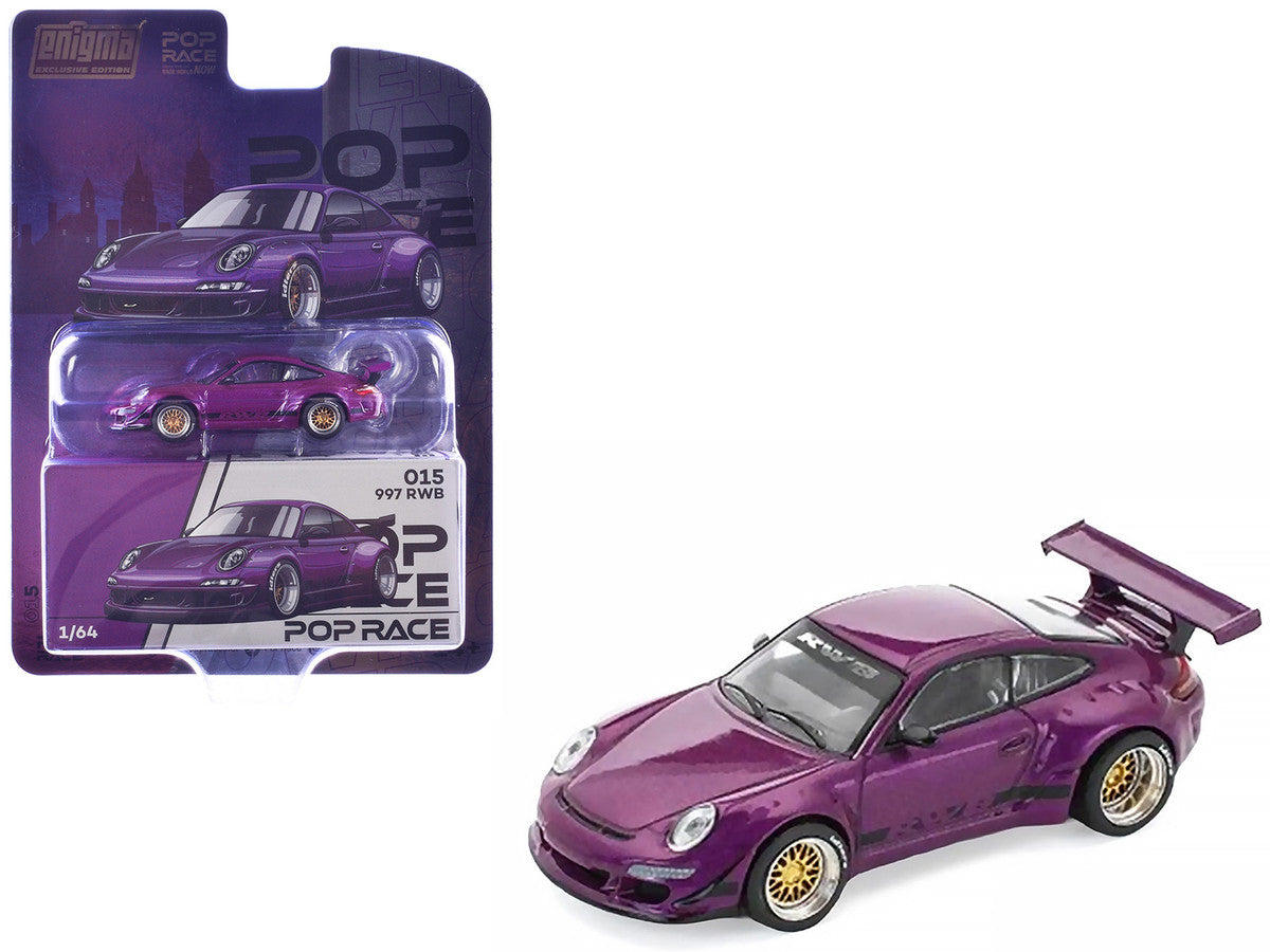 RWB 997 Purple Metallic with Black Stripes 1/64 Diecast Model Car by Pop Race by Pop Race