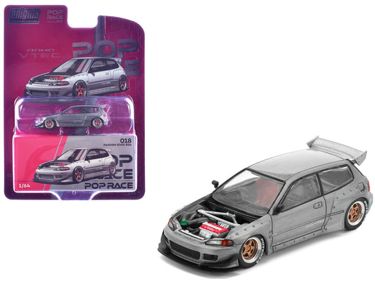 Pandem Civic EG6 RHD (Right Hand Drive) Raw Metal with No Hood 1/64 Diecast Model Car by Pop Race by Pop Race