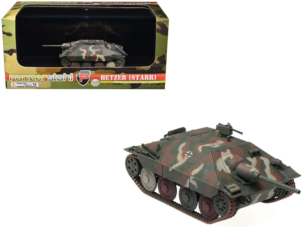Hetzer (Starr) Tank Destroyer "Kampfgruppe Milowitz Prague" (1945) German Army 1/72 Diecast Model by Panzerstahl by Panzerstahl