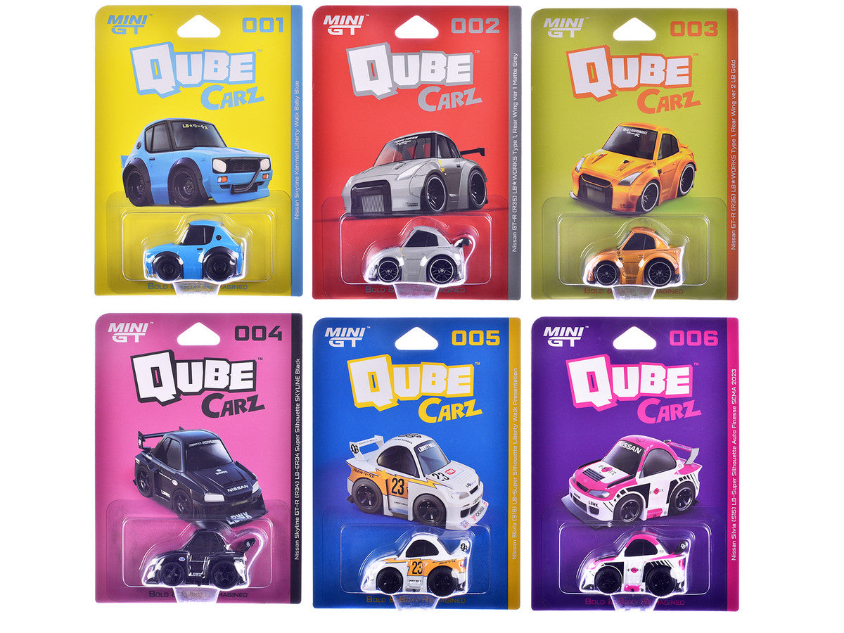 "QubeCarz" Series #1 Set of 6 pieces 1/64 Diecast Model Cars by Mini GT by Mini GT