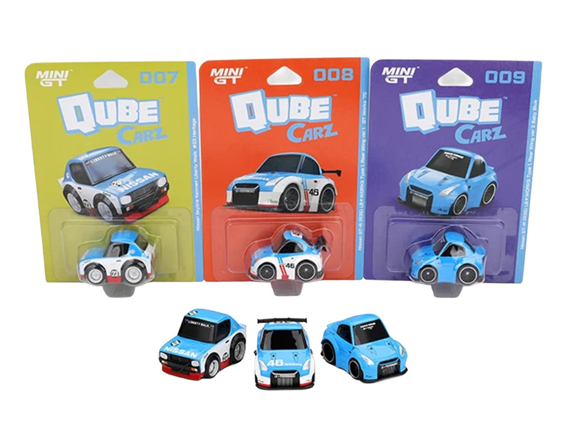 "QubeCarz" Series #2 Set of 3 pieces 1/64 Diecast Model Cars by Mini GT-3