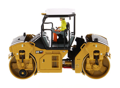 CAT Caterpillar CB-13 Tandem Vibratory Roller with ROPS (Roll Over Protective Structure) and Operator "High Line Series" 1/50 Diecast Model by Diecast Masters by Diecast Masters