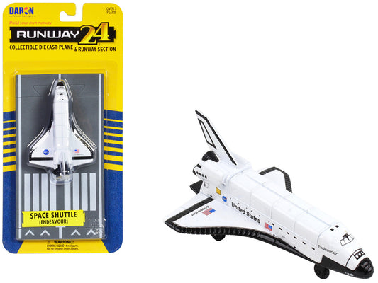NASA "Endeavour" Space Shuttle White "United States" with Runway Section Diecast Model Airplane by Runway24 by Runway24