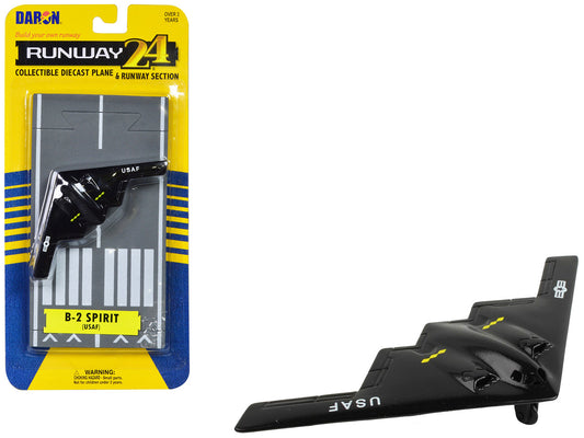 Northrop Grumman B-2 Spirit Stealth Aircraft Black "United States Air Force" with Runway Section Diecast Model Airplane by Runway24 by Runway24