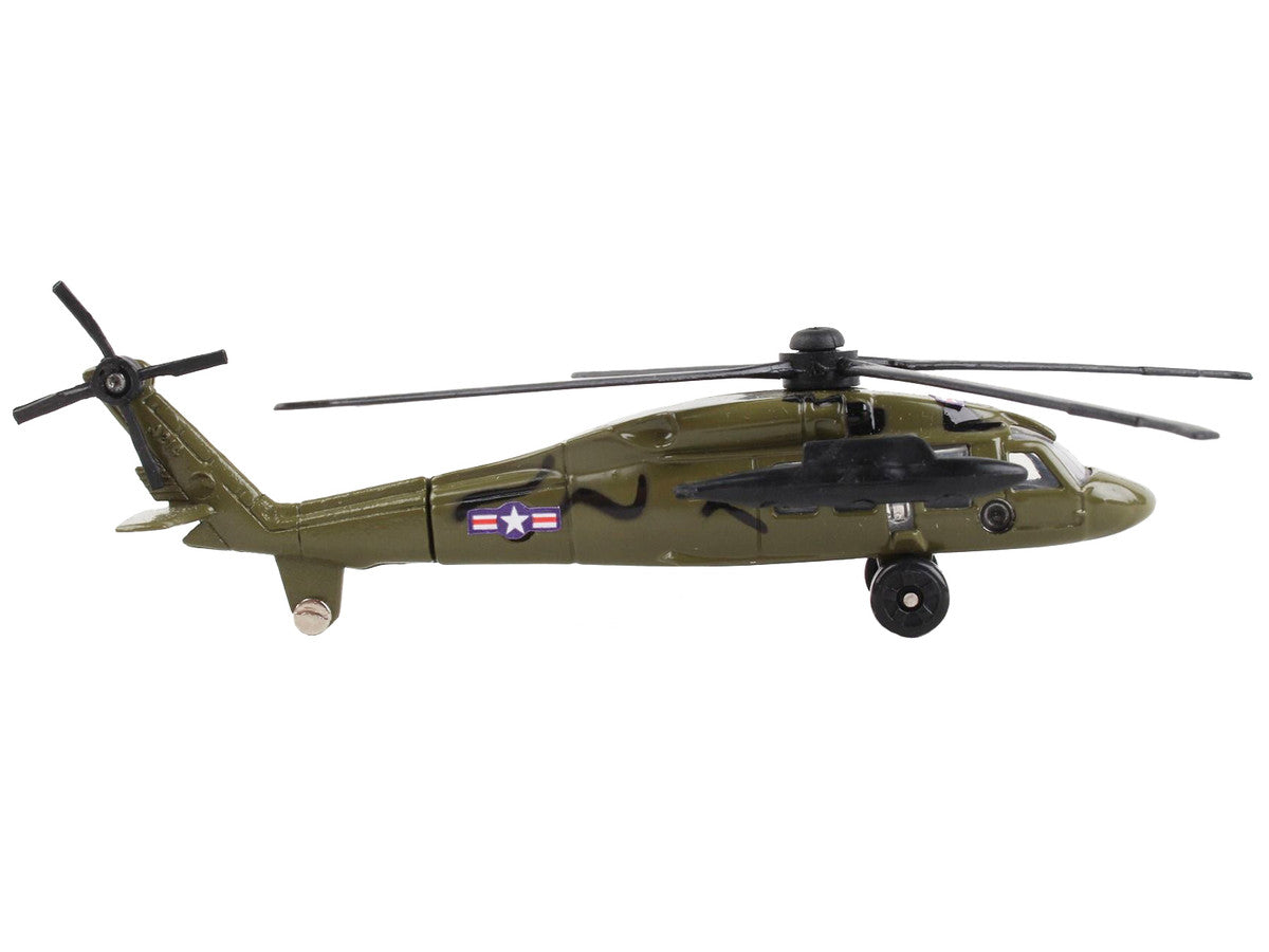 Sikorsky UH-60 Black Hawk Helicopter Olive Drab "United States Army" with Runway Section Diecast Model by Runway24 by Runway24