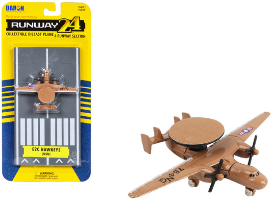 Northrop Grumman E-2C Hawkeye Aircraft Tan "United States Navy" with Runway Section Diecast Model Airplane by Runway24 by Runway24