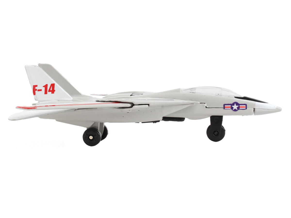 Grumman F-14 Tomcat Fighter Aircraft Gray with Red Stripes "United States Navy Test Aircraft" with Runway Section Diecast Model Airplane by Runway24 by Runway24