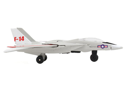 Grumman F-14 Tomcat Fighter Aircraft Gray with Red Stripes "United States Navy Test Aircraft" with Runway Section Diecast Model Airplane by Runway24 by Runway24