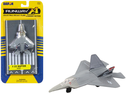 Lockheed Martin F-22 Raptor Stealth Aircraft Gray "United States Air Force YF-22" with Runway Section Diecast Model Airplane by Runway24 by Runway24