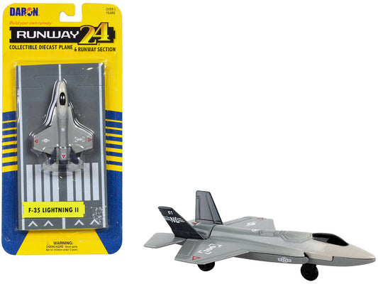 Lockheed Martin F-35 Lightning II Aircraft Gray "Joint Strike Fighter" with Runway Section Diecast Model Airplane by Runway24 by Runway24