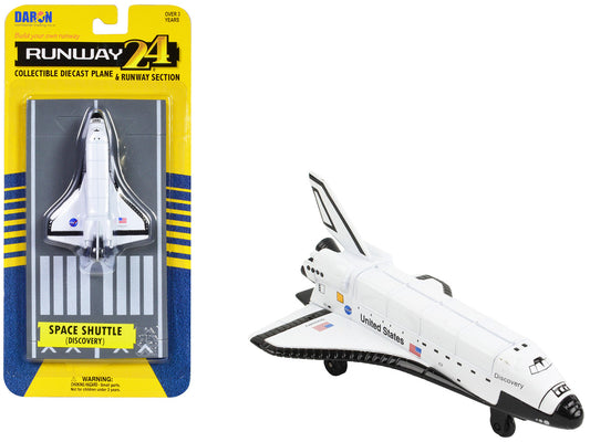 NASA "Discovery" Space Shuttle White "United States" with Runway Section Diecast Model Airplane by Runway24 by Runway24