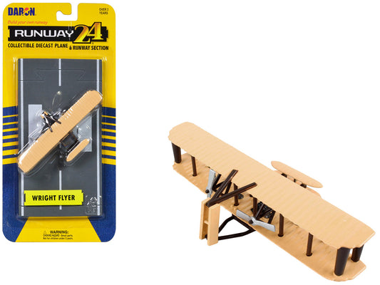 Wright Flyer Biplane Aircraft Beige with Runway Section Diecast Model Airplane by Runway24 by Runway24