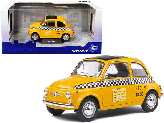 1965 Fiat 500 L "NYC Taxi" New York City Yellow 1/18 Diecast Model Car by Solido by Solido