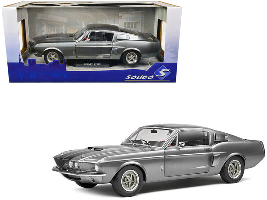 1967 Shelby GT500 Gray Metallic with Black Stripes 1/18 Diecast Model Car by Solido by Solido