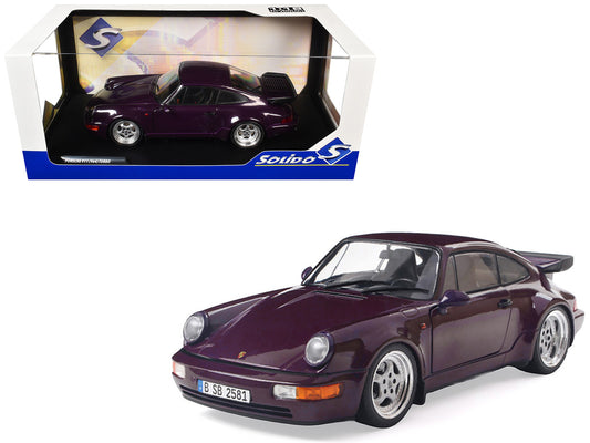 1990 Porsche 911 (964) Turbo Violet Blue Metallic 1/18 Diecast Model Car by Solido by Solido