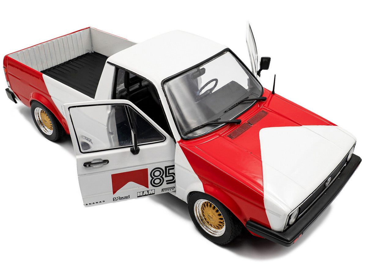 1983 Volkswagen Caddy MK 1 Pickup Truck "Red Cowboy Racing Tribute" White and Red 1/18 Diecast Model Car by Solido by Solido