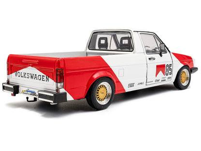 1983 Volkswagen Caddy MK 1 Pickup Truck "Red Cowboy Racing Tribute" White and Red 1/18 Diecast Model Car by Solido by Solido