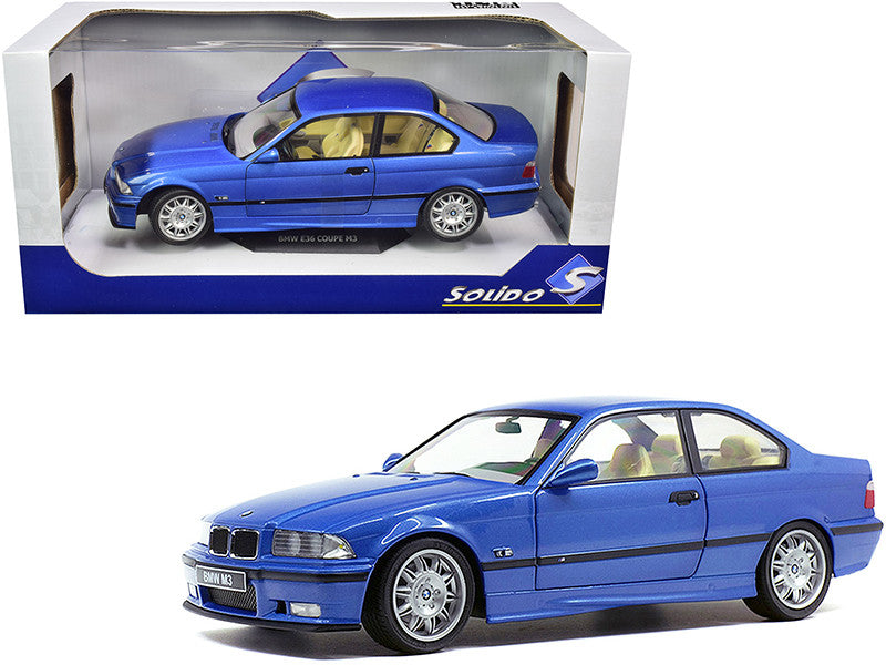 1994 BMW E36 M3 Blue Estoril Metallic 1/18 Diecast Model Car by Solido by Solido