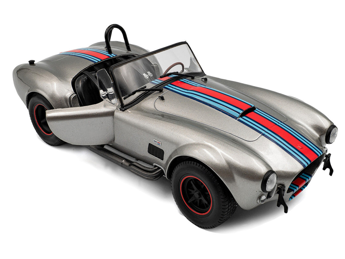 1965 Shelby Cobra 427 MKII "Solido Works M Racing Tribute" Gray Metallic with Stripes 1/18 Diecast Model Car by Solido by Solido
