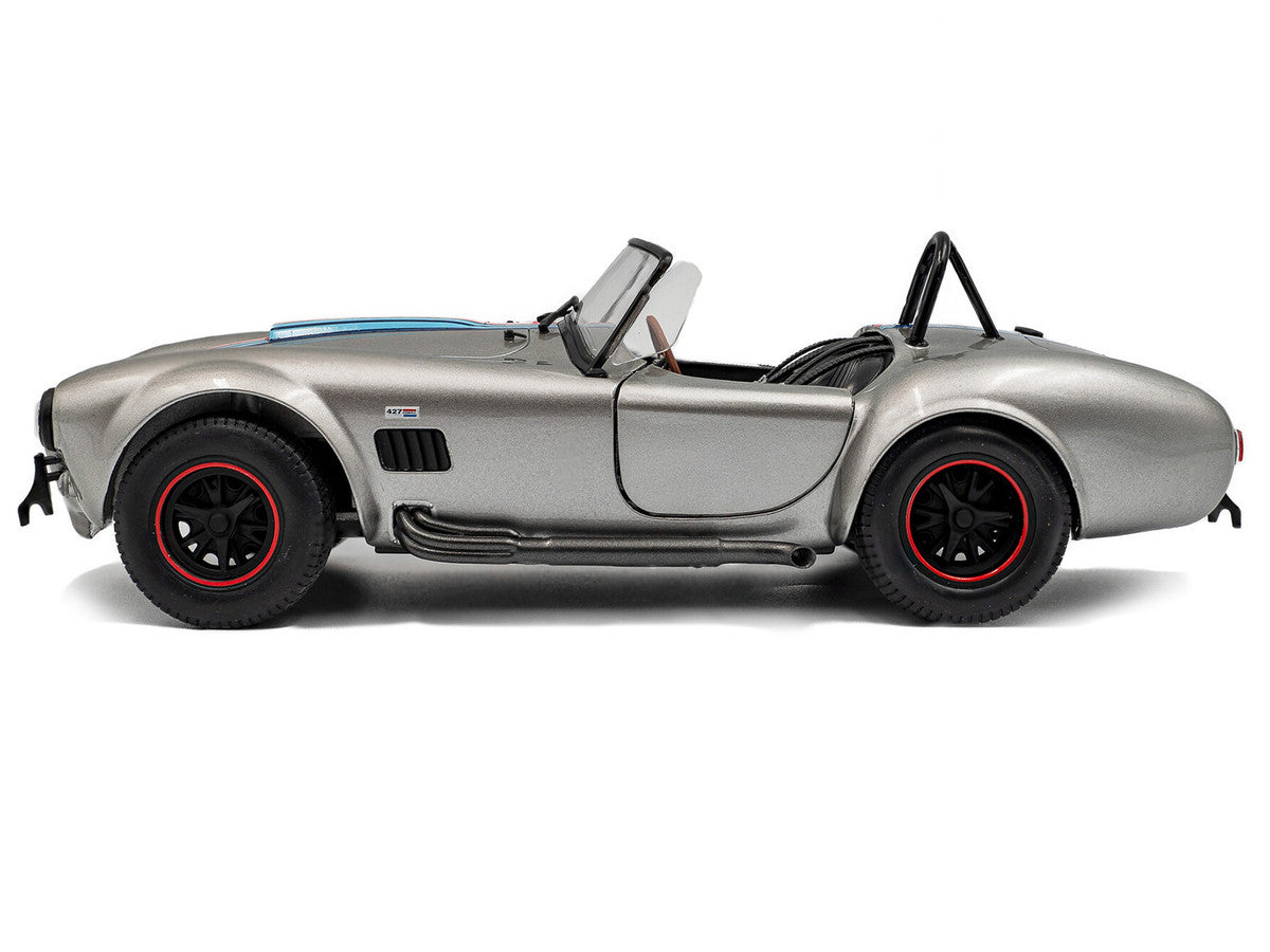 1965 Shelby Cobra 427 MKII "Solido Works M Racing Tribute" Gray Metallic with Stripes 1/18 Diecast Model Car by Solido by Solido