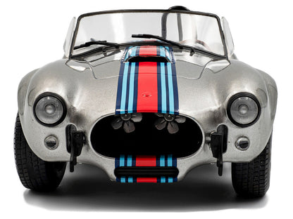 1965 Shelby Cobra 427 MKII "Solido Works M Racing Tribute" Gray Metallic with Stripes 1/18 Diecast Model Car by Solido by Solido