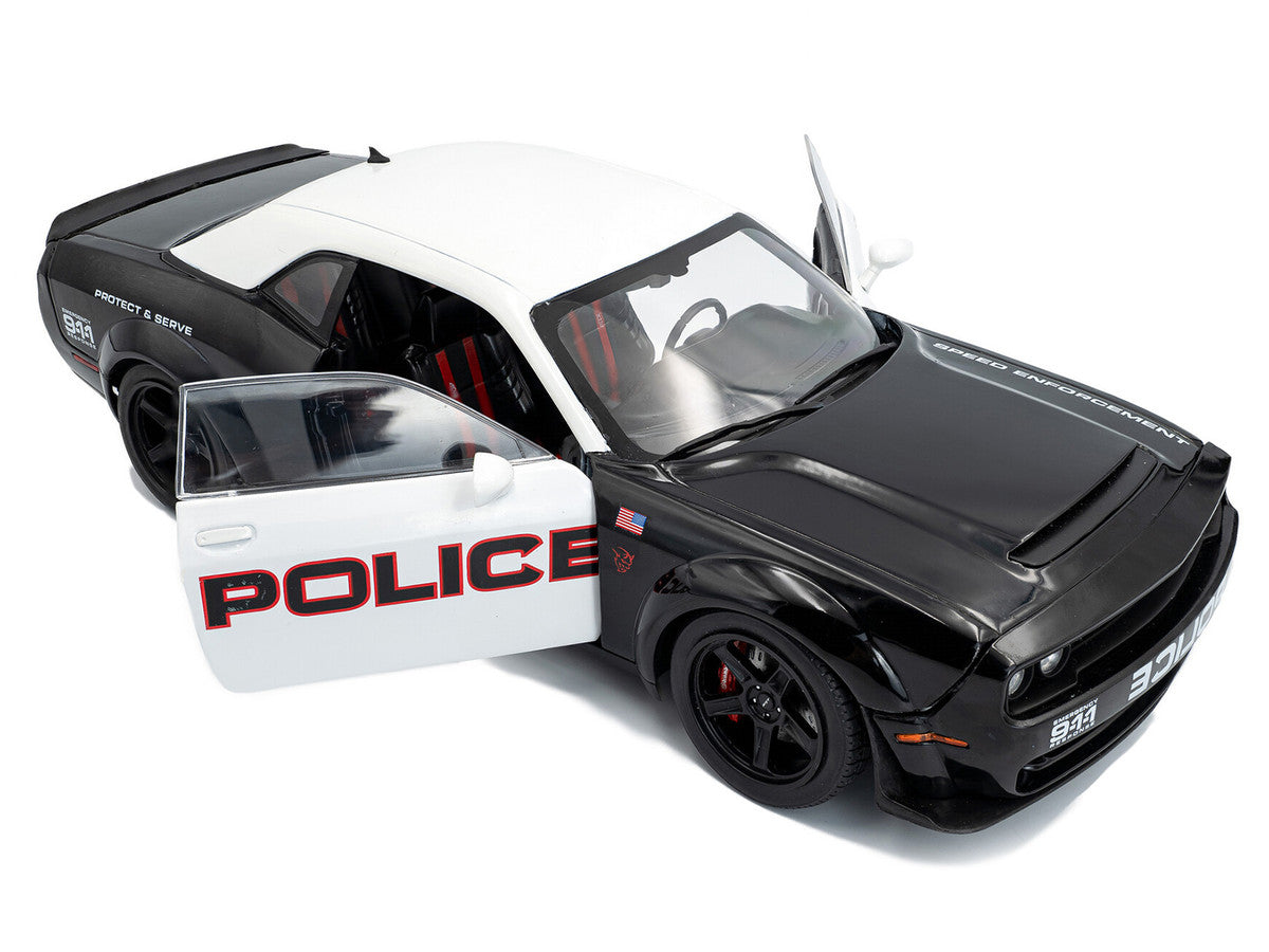 2023 Dodge Challenger Demon "Police" Black and White 1/18 Diecast Model Car by Solido by Solido