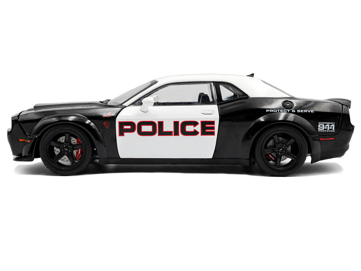 2023 Dodge Challenger Demon "Police" Black and White 1/18 Diecast Model Car by Solido by Solido