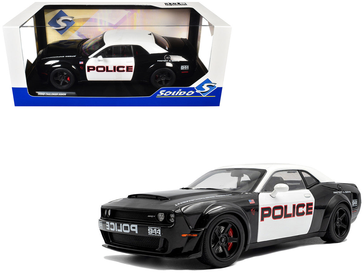 2023 Dodge Challenger Demon "Police" Black and White 1/18 Diecast Model Car by Solido by Solido
