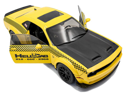 2023 Dodge Challenger SRT Hellcat Redeye Widebody Taxi "NYC Hellcab" Yellow with Black Hood and Graphics 1/18 Diecast Model Car by Solido by Solido