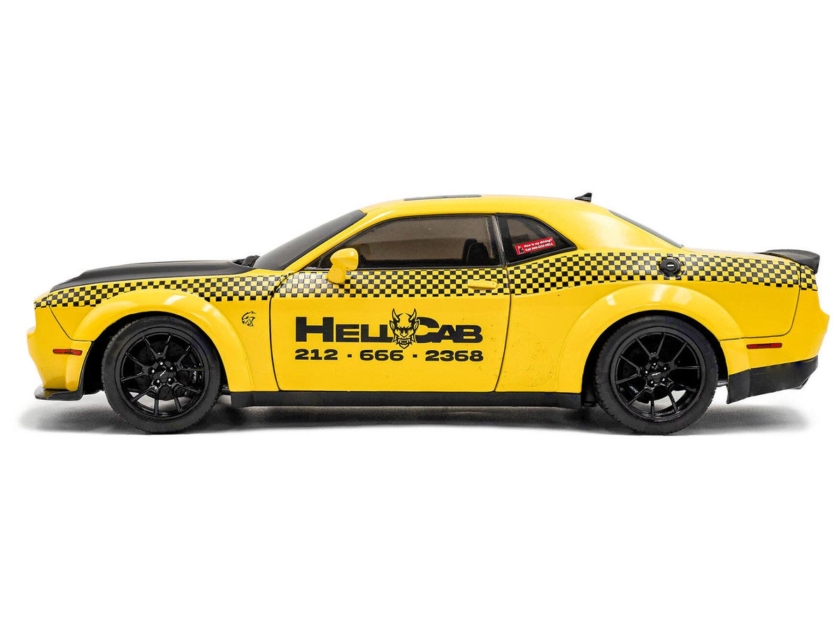 2023 Dodge Challenger SRT Hellcat Redeye Widebody Taxi "NYC Hellcab" Yellow with Black Hood and Graphics 1/18 Diecast Model Car by Solido by Solido