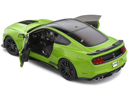 2020 Ford Mustang Shelby GT500 Grabber Lime Green Metallic with Black Top and Stripes 1/18 Diecast Model Car by Solido by Solido